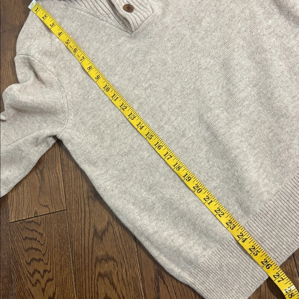 J. Crew Tan 100% Lambs Wool Shawl Collar Turtleneck Sweater Size Large
